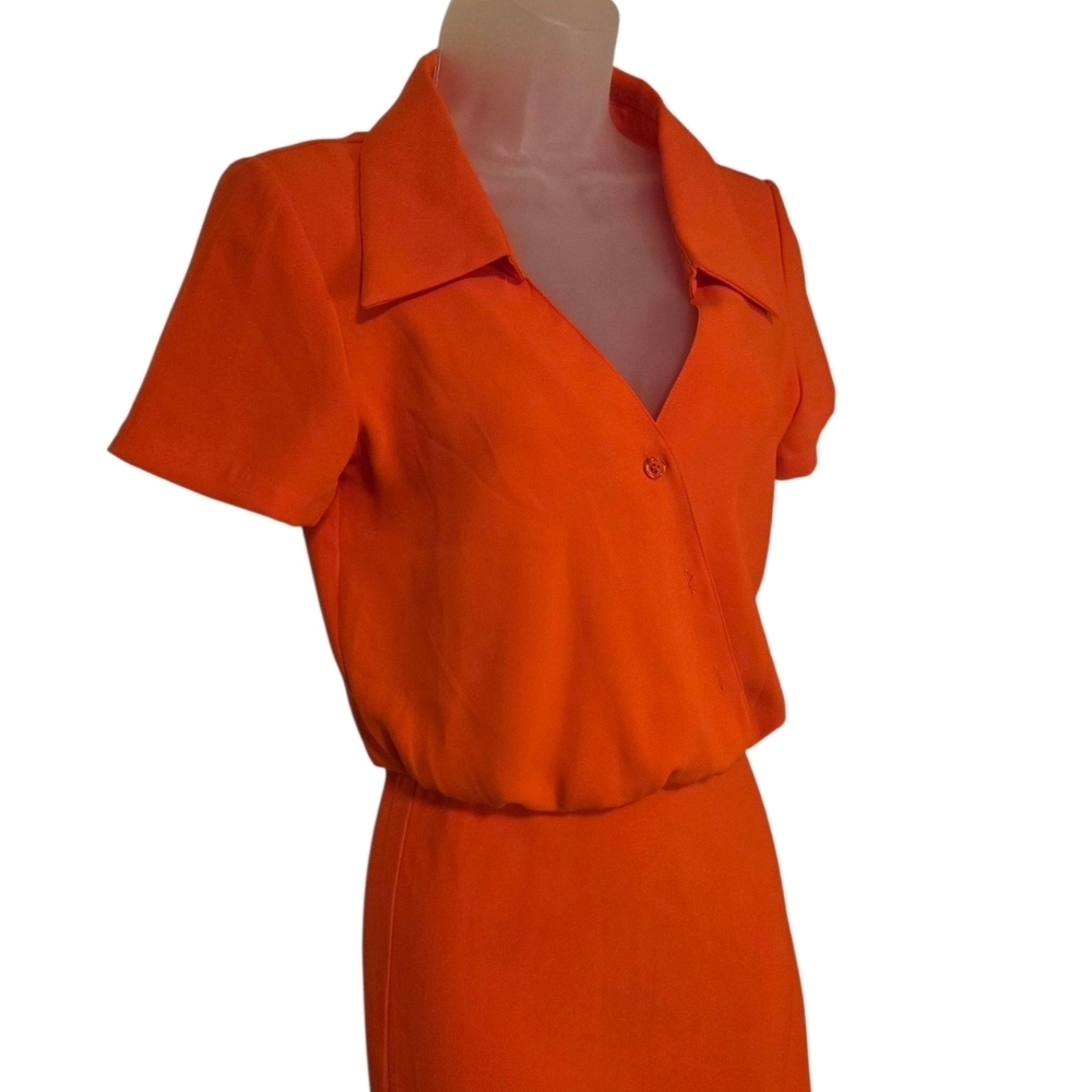 Nwot Amanda Uprichard Reya Satin Shirtdress‎ Vibrant Orange Women's XS - Picture 6 of 11